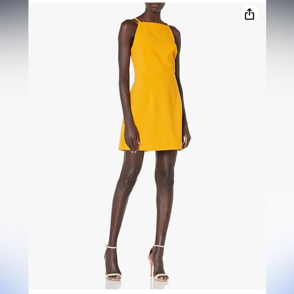 French Connection Canary Yellow Whisper Mini Dress Womens Size 12 XL NEW